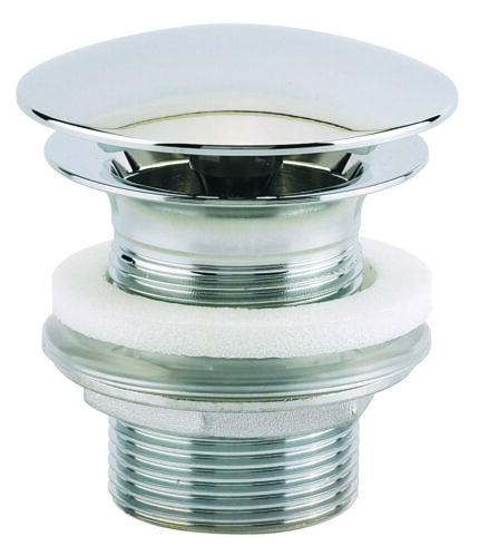 Bonde lavabo-vasque écoulement libre,clapet laiton chromé,H. 60mm,serrage 8 à 35