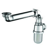 Tubulure gain d'espace lavabo métallisée et siphon ABS chromé, sortie Ø32 mm