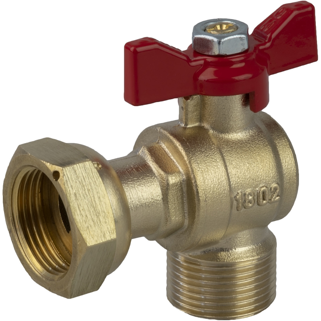 24436 Robinet compteur 645 DN15 équerre mâle DN3/4 - écrou DN3/4 manette rouge – Image 1