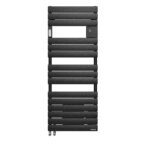 Radiateur sèche-serviettes mixte connecté - Adélis Mixte digital avec ventilo 1750W noir avec patère intégrée