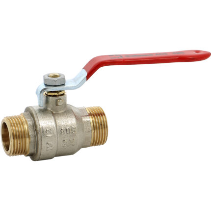Vanne sphère laiton titré 4MS Bâtiment+ mâle mâle BSP poignée rouge DN1/2