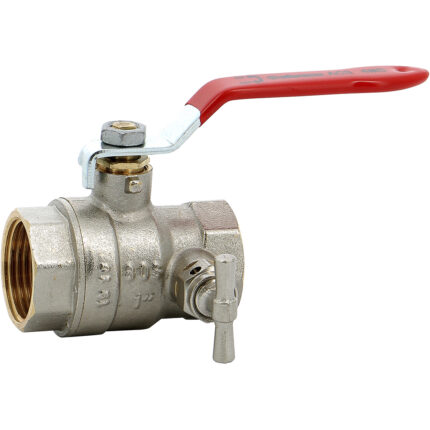 Vanne sphère laiton titré Bât+ femelle femelle BSP DN1/2'' purge poignée rouge