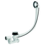 Vidage baignoire à câble 1m, volant ABS chromé, clapet inox, cuvette inox Ø70mm