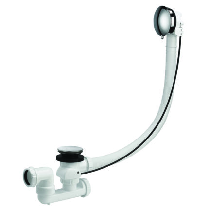 Vidage baignoire à câble 1m, volant ABS chromé, clapet inox, cuvette inox Ø70mm