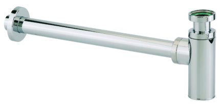 Siphon lavabo ABS chromé, réglable 50/120mm, sortie murale 300mm Ø32mm, rosace