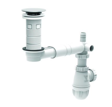Equipement complet TBXP lavabo, extra-plat et réglable, clapet inox, siphon, NF