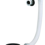 Trop-plein universel blanc avec enjoliveur chromé pour orifice diam 25 et 30 mm