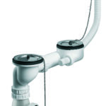 Equipement évier 2 cuves Ø60mm, bouchons inox Ø57,5mm, serrage 0 à 55mm, avec TP