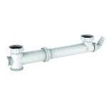 Tubulure évier 2 cuves, entraxe réglable 160 à 360mm, 1 prise