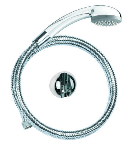 Kit douche 1 jet COBRA chromé, flexible métal 1,75mm, support mural sphérique