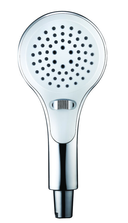Douchette 3 jets chromé/blanc, INOUIE, système anti-calcaire