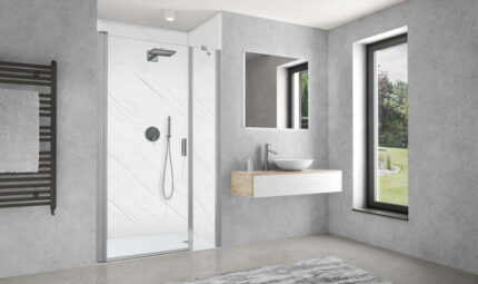 Paroi pivotante CARIBA CIPIG L80 2M argent poli v.clair clean