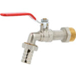 Robinet de puisage laiton nickelé avec poignée acier rouge DN1/2-3/4 D19