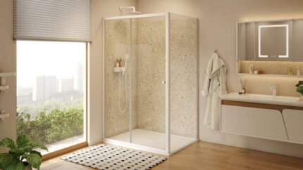 Paroi coulissante NALA NLCL2 L140 1.9M blanc v.clair clean